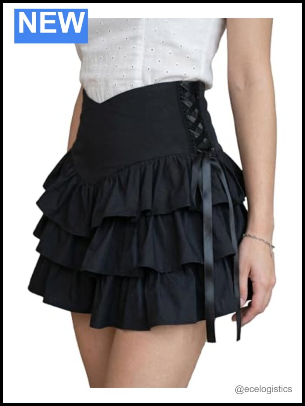 Ruffle Mini Skirt High Waist Side Bow Tie Ribbon Layered Y2K Skirt